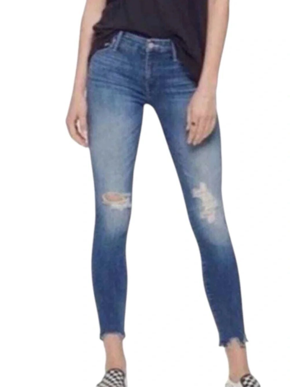 MOTHER The Looker Ankle Chew Skinny Distressed Jeans Size 26 Good Condition